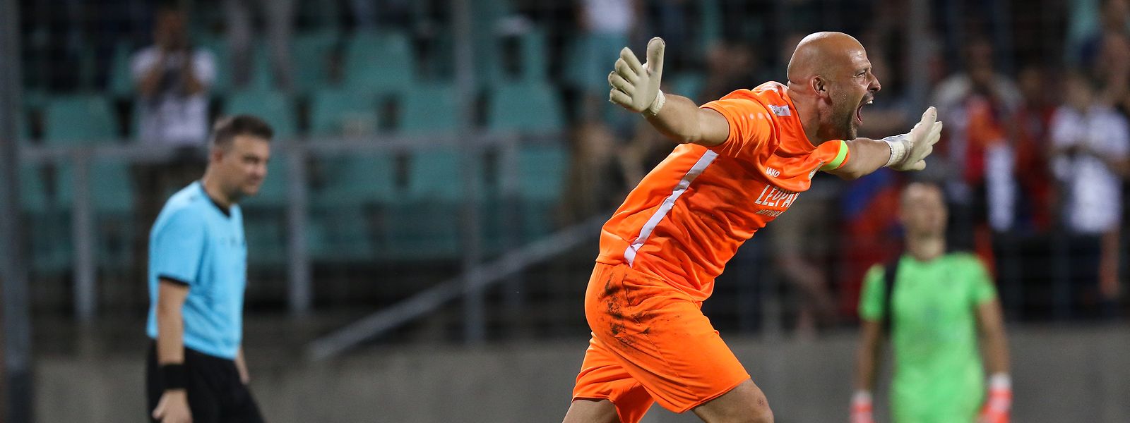 Jonathan Joubert fou de joie après la qualification contre le FC Ararat-Armenia à la fin du mois d'août.
