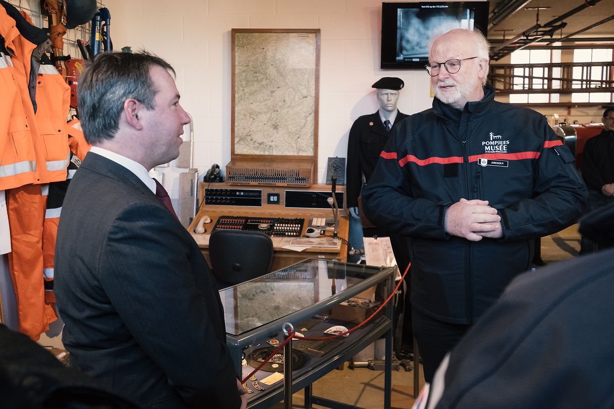 Visite de S.A.R. le Grand-Duc Héritier Guillaume au Pompjeesmusée an der Géitz  Patrick Juncker (Präsident Musee)07.02.2023Wiltz, Rue GeetzPhoto: Commune de Wiltz / Ben Majerus