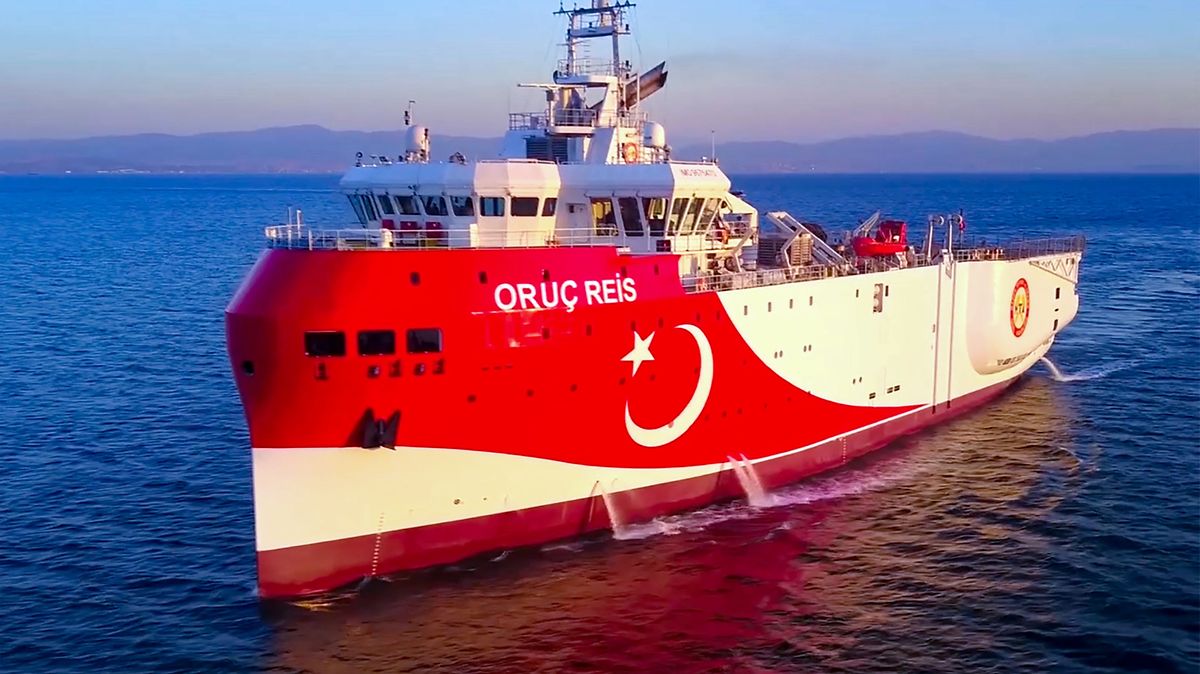 Turkish seismic research vessel 'Oruc Reis' on the Mediterranean Sea Photo: AFP/Turkish Defence Ministry