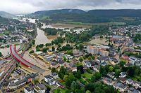 Mitte Juli hat das Hochwasser die Ortschaft mitsamt dem gesamten Alzettetal schwer in Mitleidenschaft gezogen. (Foto: Henri Krier) - Hochwasser, Überschwemmung, Mersch / Foto: Frank WEYRICH