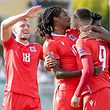 Laurent Jans (Kapitän Luxemburg #18) jubelt, freut sich, Jubel, Freude mit Gerson Rodrigues (Luxemburg #10) und Danel Sinani (Luxemburg #9) und Leandro Barreiro (Luxemburg #16) nach dem 2:0/ Fussball, UEFA Nations League 2020/21, Saison 2020-2021, 3. Spieltag, Gruppe C / 10.10.2020 /Luxemburg - Zypern (Luxembourg vs Cyprus) / Stade Josy Barthel, Luxemburg /Foto: Ben Majerus