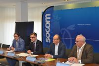 (from left to right) Mario Grotz, Director General, DG Industry, New Technologies and Research;  Franz Fayot, Minister of the Economy;  Claude Turmes, Minister of Energy;  Marc Thein, President of SOCOM