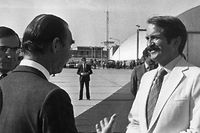 O Grão-Duque Jean com D. Duarte, durante a visita a Portugal, em 1984. 