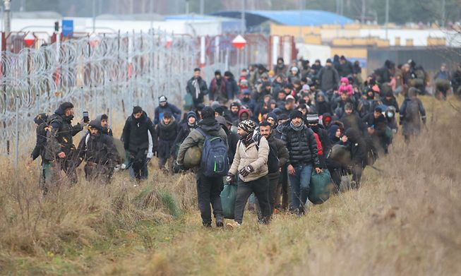 Migrants at the border between Poland and Belarus