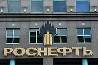 (FILES) In this file photo taken on April 18, 2021 The logo of Russia's oil producer Rosneft is pictured on its headquarters in Moscow. - The German subsidiary of Russian energy giant Rosneft has been hit by a cyberattack, the Federal Office for Information Security (BSI) said on March 14, 2022, with hacker group Anonymous claiming responsibility. (Photo by Kirill KUDRYAVTSEV / AFP)