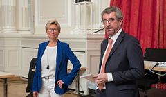 IPO , Cercle  Municipal , Derzeit Chamber , Plenarsaal , Pressekonferenz CSV , Martine Hansen u. Frank Engel , Bewältigung der Coronakrise , Covid-19, Sars-CoV-2 Foto:Guy Jallay/Luxemburger Wort