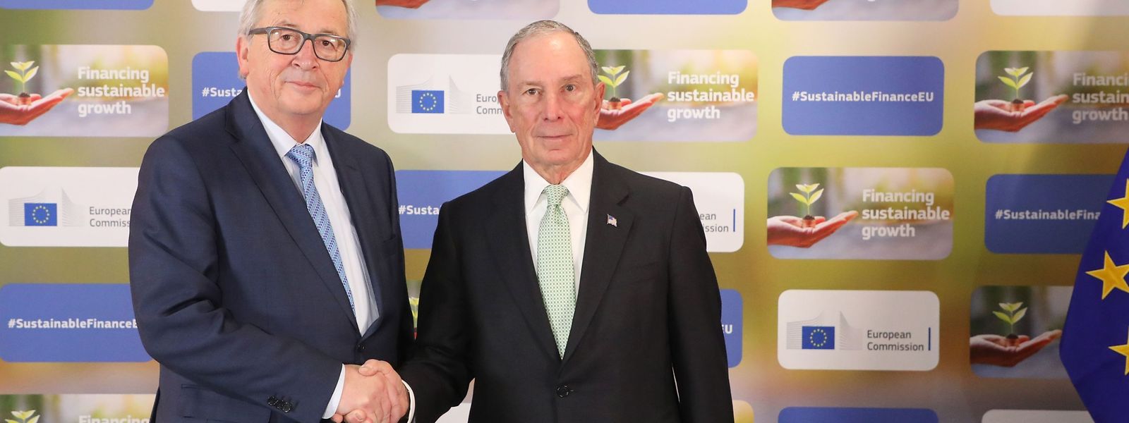 Ein hochrangiges Treffen: Der Präsident der Europäischen Kommission (l.), Jean-Claude Juncker, und Michael Bloomberg, Klimabeauftragter der Vereinten Nationen.