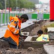 Auch im Sommer wird auf der Tram-Baustelle in Kirchberg weitergearbeitet. 