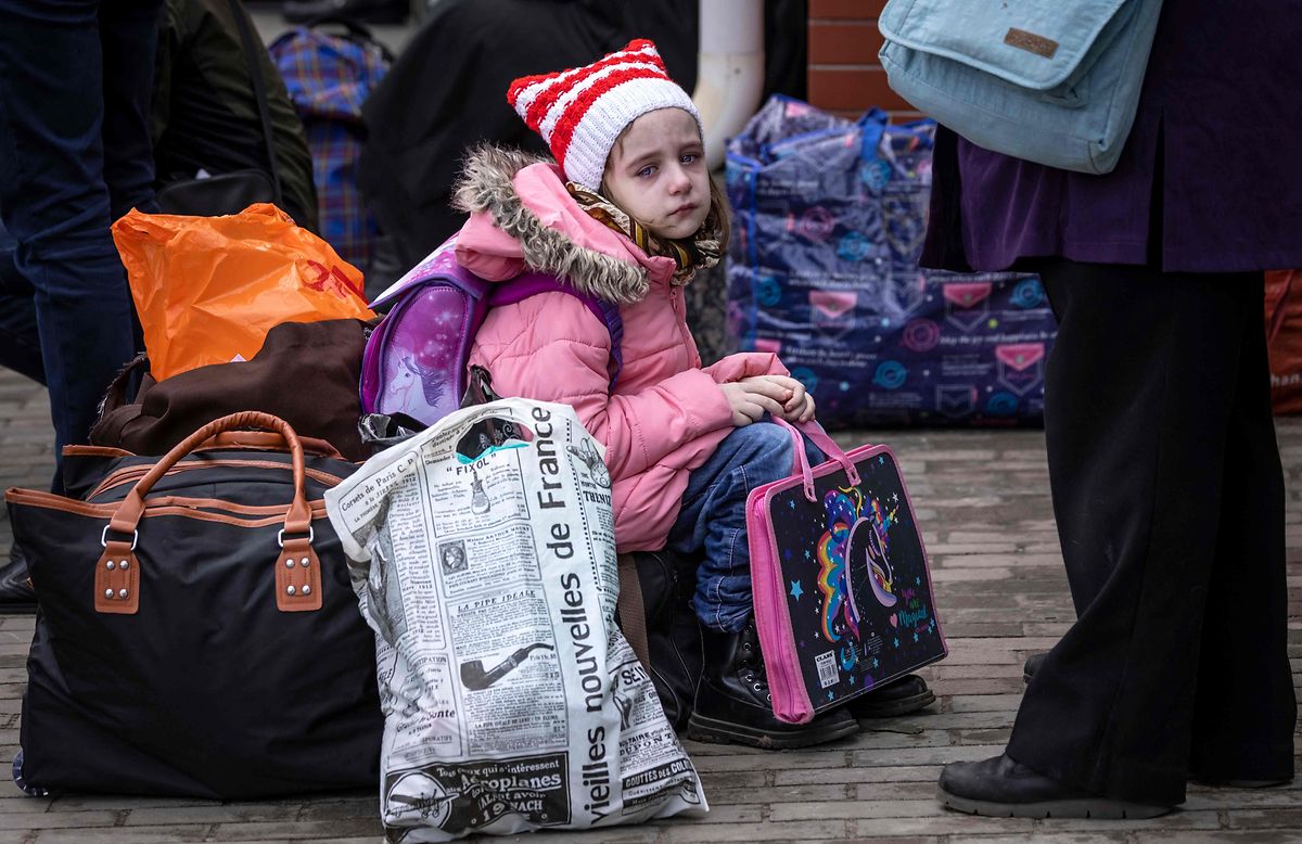 A young girl in the city of Kramatorsk in eastern Ukraine