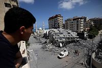Nach einem israelischen Luftangriff in Gaza City, am Mittwochmorgen. 