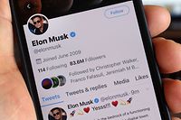 CHICAGO, ILLINOIS APRIL 25: In this photo illustration, The Twitter profile of Elon Musk with more than 80 million followers in shown on a cell phone on April 25, 2022 in Chicago, Illinois. It was announced today that Twitter has accepted a $44 billion bid from Musk to acquire the company. (Photo Illustration by Scott Olson/Getty Images)
== FOR NEWSPAPERS, INTERNET, TELCOS & TELEVISION USE ONLY ==