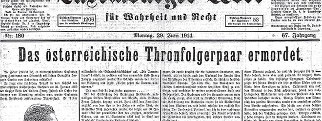 Die Titelseite des Worts vom 29. Juni 1914