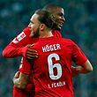 Football Soccer - Borussia Mönchengladbach v FC Cologne - Germany Bundesliga - Borussia Park, Mönchengladbach, Germany - 19/11/16 - Cologne's Anthony Modest has scored against Mönchengladbach before Marko Celebrate with Hoger.  REUTERS / Thilo Schmuelgen DFL has rules limiting online usage during match time to he 15 photos per match. Image sequences for simulating video are always disallowed. For more information, please contact DFL directly at +49 69 650050.  