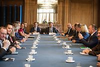 Koalitionsgespräche 1 - Gamibi - DP - LSAP - Dei Greng -  2018 - Photo : Pierre Matgé