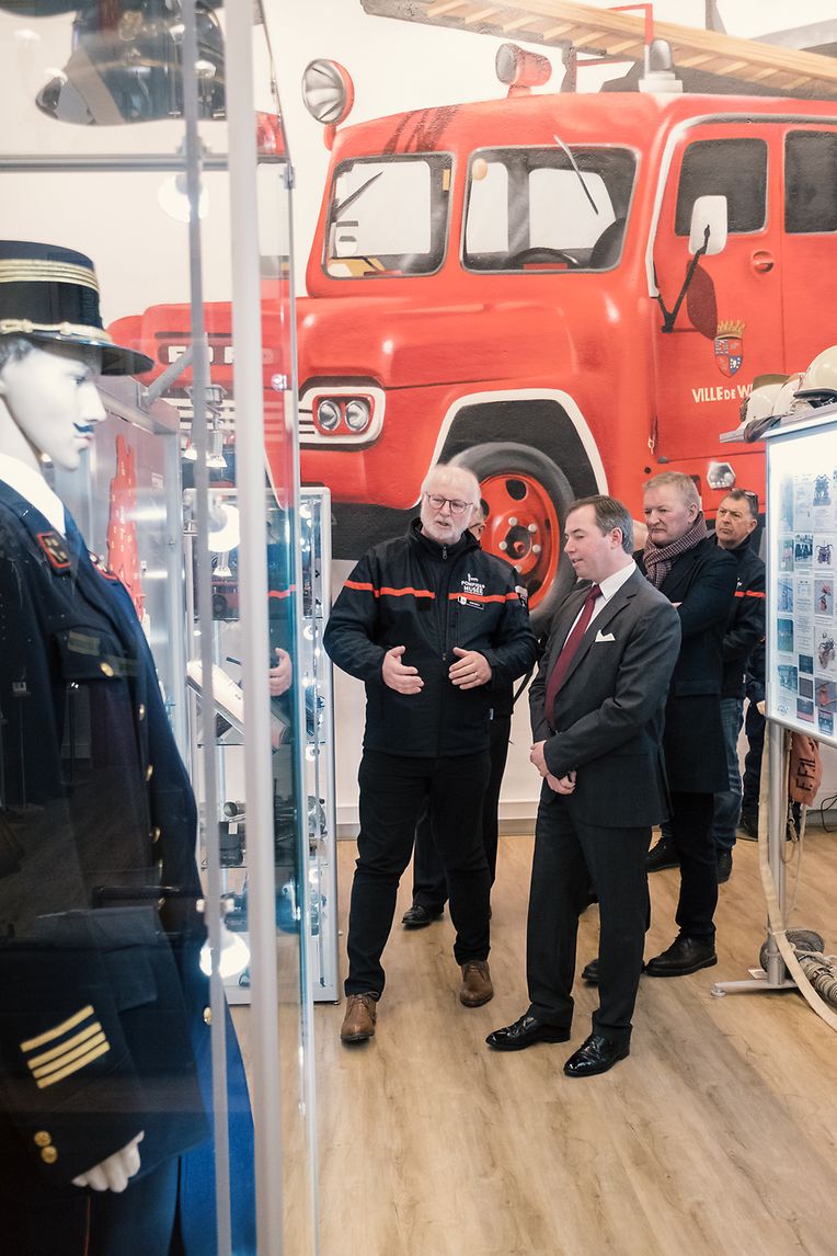 Visite de S.A.R. le Grand-Duc Héritier Guillaume au Pompjeesmusée an der Géitz  Patrick Juncker (Präsident Musee)07.02.2023Wiltz, Rue GeetzPhoto: Commune de Wiltz / Ben Majerus