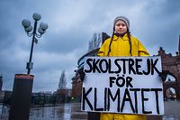 Greta em 2018, quando tinha apenas 15 anos e começou a fazer greve pelo clima sozinha. 