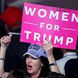 NEW YORK, NY - NOVEMBER 09: An attendee holds up a sign in support of Republican presidential nominee Donald Trump that reads "Women For Trump" during the election night event at the New York Hilton Midtown on November 8, 2016 in New York City. Americans today will choose between Republican presidential nominee Donald Trump and Democratic presidential nominee Hillary Clinton as they go to the polls to vote for the next president of the United States.   Mark Wilson/Getty Images/AFP
== FOR NEWSPAPERS, INTERNET, TELCOS & TELEVISION USE ONLY ==