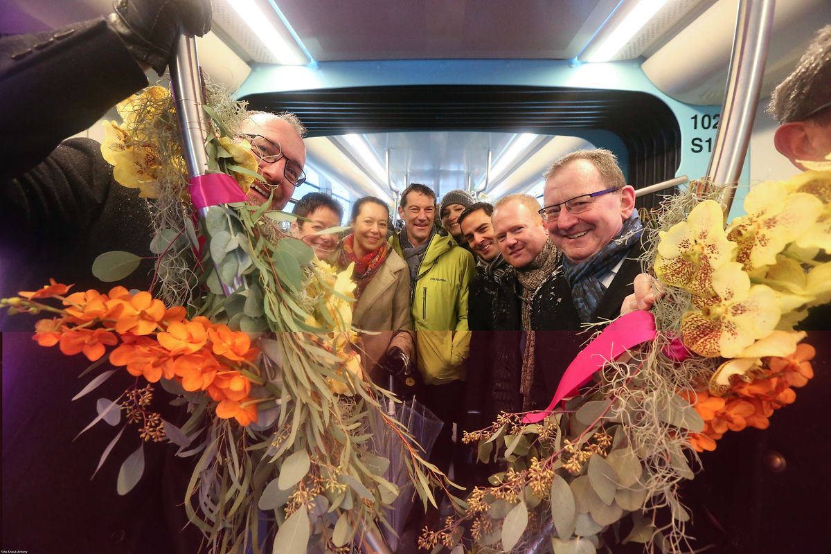 10.12.2017 Luxembourg, Kirchberg, Einweihung Tram, Tramsschienen, Mobilitéit photo Anouk Antony