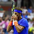 NEW YORK, NY - SEPTEMBER 04: Rafael Nadal of Spain reacts against Lucas Pouille of France during his fourth round Men's Singles match on Day Seven of the 2016 US Open at the USTA Billie Jean King National Tennis Center on September 4, 2016 in the Flushing neighborhood of the Queens borough of New York City.   Alex Goodlett/Getty Images/AFP
== FOR NEWSPAPERS, INTERNET, TELCOS & TELEVISION USE ONLY ==