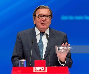 DORTMUND, GERMANY - JUNE 25: Gerhard Schroeder speaks at the SPD federal party congress on June 25, 2017 in Dortmund, Germany. (Photo by TF-Images/Getty Images)