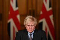 ARCHIV - 26.01.2021, Großbritannien, London: Boris Johnson, Premierminister von Großbritannien, spricht während einer Pressekonferenz zur aktuellen Corona-Pandemie in der Downing Street.     (zu dpa "BBC: Boris Johnson will als Tory-Parteichef zurücktreten") Foto: Justin Tallis/PA Wire/dpa +++ dpa-Bildfunk +++