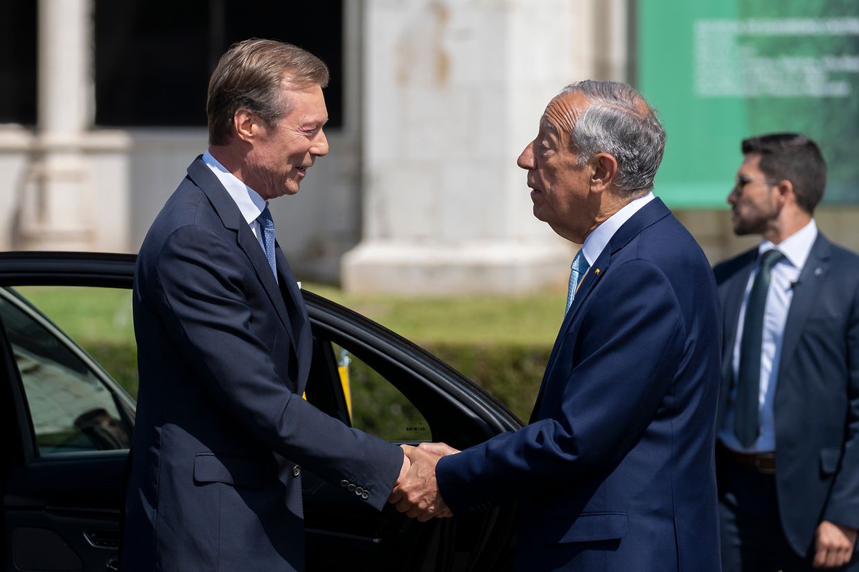 Marcelo Rebelo de Sousa, président de la République portugaise accueille S.A.R. le Grand-Duc.
