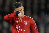 Bayern Munich's Columbian midfielder James Rodriguez reacts during the UEFA Champions League, last 16, second leg football match Bayern Munich v Liverpool in Munich, southern Germany, on March 13, 2019. (Photo by GUENTER SCHIFFMANN / AFP)