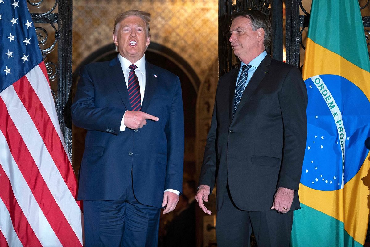US-Präsident Donald Trump und der rechtspopulistische Präsident von Brasilien, Jair Bolsonaro, stehen sich politisch nahe.