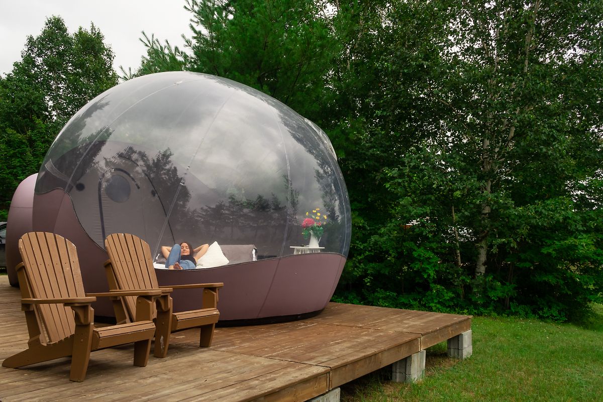 Watch the stars at night and feel at one with nature in a bubble tent