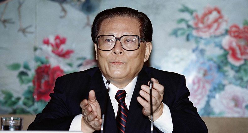 (FILES) In this file photo taken on September 2, 1994 China's President Jiang Zemin holds a press conference in Beijing before his departure for an official visit to Russia and Ukraine. - China's former leader Jiang Zemin, who steered the country through a transformational era from the late 1980s and into the new millennium, died November 30, 2022 at the age of 96, Xinhua reported. (Photo by Manuel Balce CENETA / AFP)