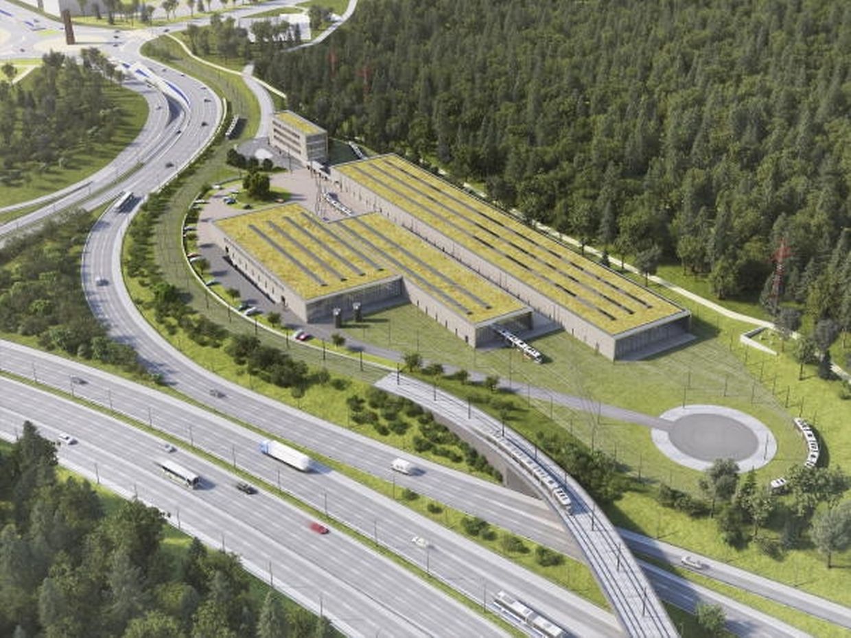 Voilà à quoi doit ressembler ce "Centre de remisage et de maintenance" lorsqu'il sera fini.