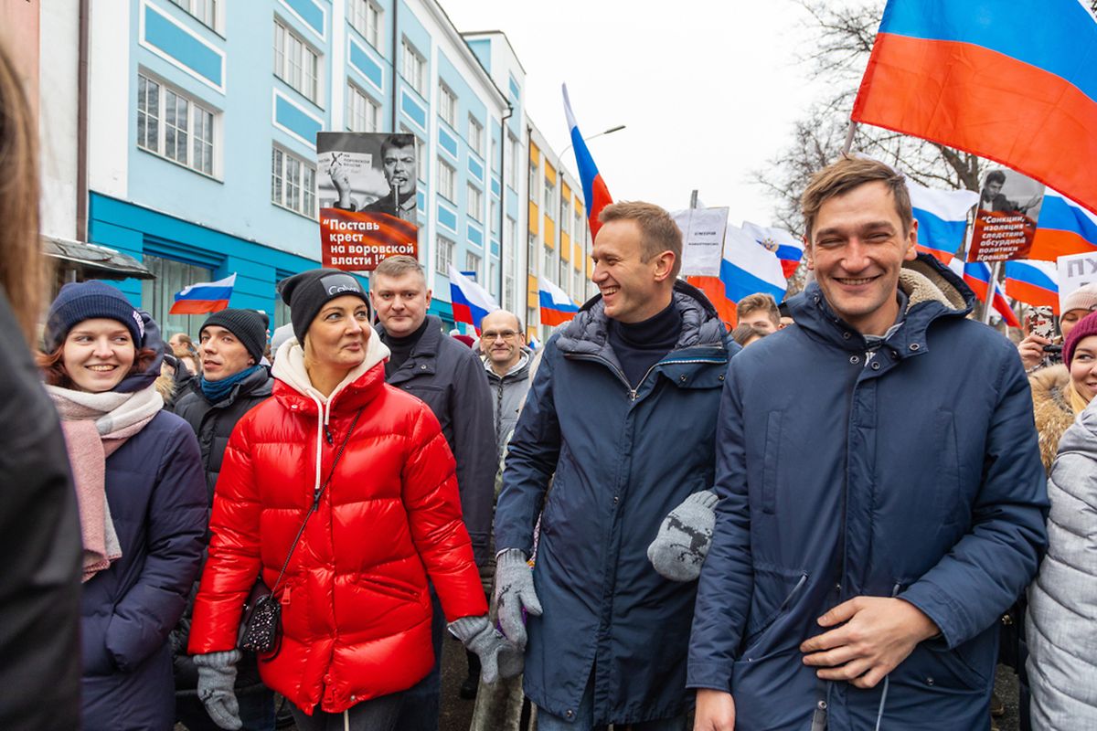 Oleg Navalny (pictured right) with his brother Alexei at a rally in 2019, was one of several activists detained on Wednesday Photo: Shutterstock