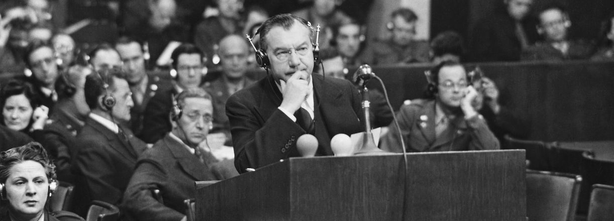 (Original Caption) Nurnberg, Germany: Nurnberg Trials, Chief U.S. Prosecutor Robert H. Jackson, forground. Undated
