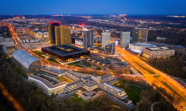 The European Investment Bank is headquartered in the Kirchberg district of Luxembourg City