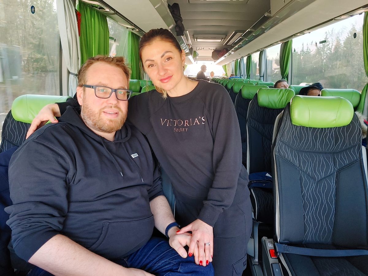 Julien Doussot and his wife Tetiana organised a bus to bring refugees to Luxembourg