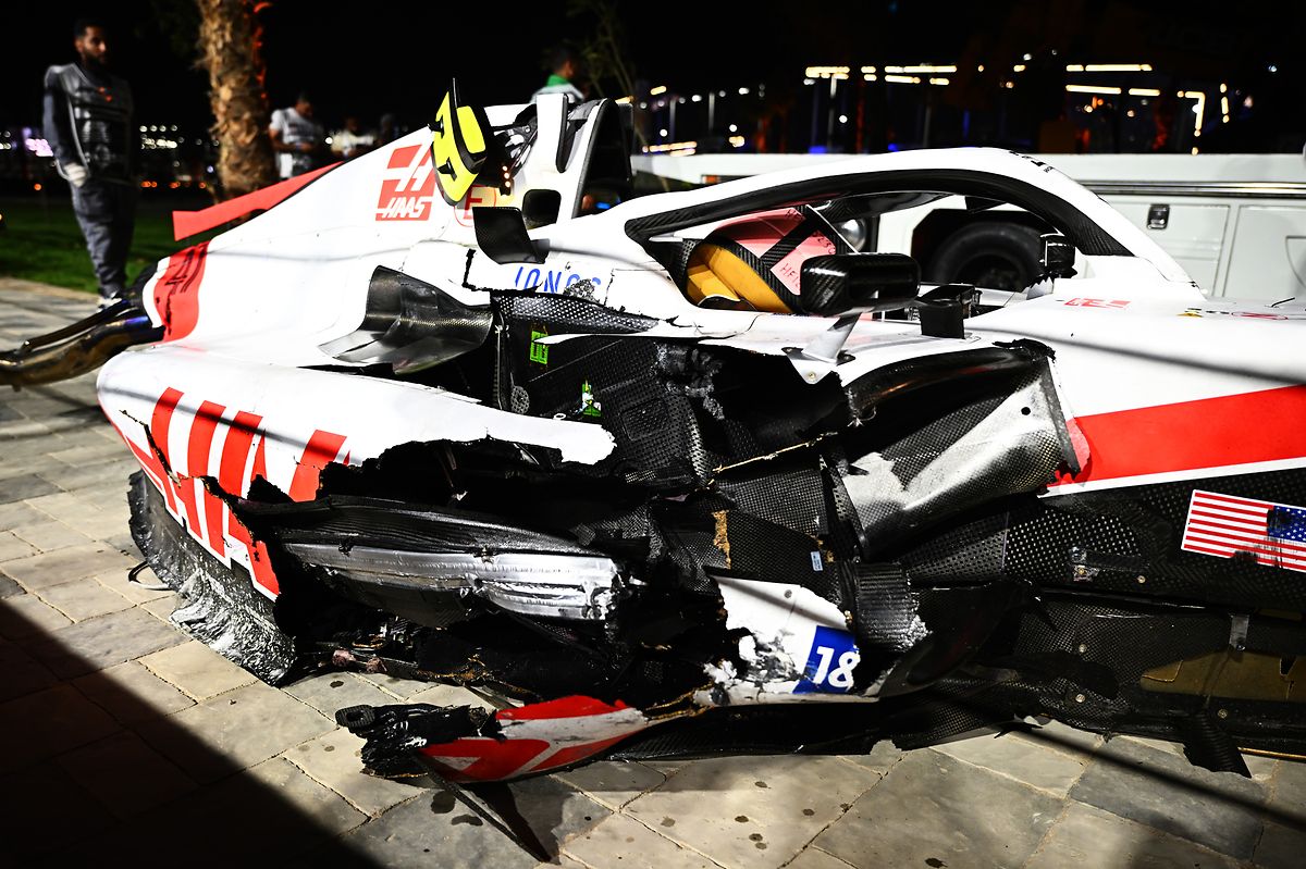 Der Wagen von Mick Schumacher nach dem Unfall im vergangenen Jahr.