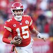 KANSAS CITY, MISSOURI - JANUARY 19: PATRICK MAHOMES #15 OF THE KANSAS CITY CHIEFS reacts in the second half against the Tennessee Titans in the AFC Championship Game at Arrowhead Stadium on January 19, 2020 in Kansas City, Missouri.   Jamie Squire/Getty Images/AFP
== FOR NEWSPAPERS, INTERNET, TELCOS & TELEVISION USE ONLY ==