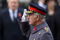 Britain's King Charles III attends the Remembrance Sunday ceremony at the Cenotaph on Whitehall in central London, on November 13, 2022. - Remembrance Sunday is an annual commemoration held on the closest Sunday to Armistice Day, November 11, the anniversary of the end of the First World War and services across Commonwealth countries remember servicemen and women who have fallen in the line of duty since WWI. (Photo by TOBY MELVILLE / POOL / AFP)