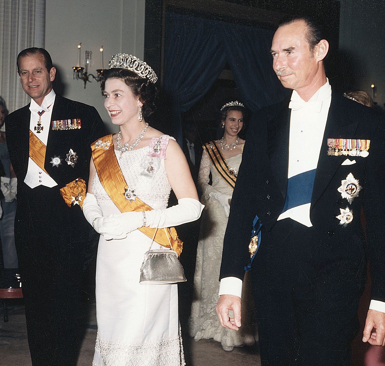 Verbindungen auch zu Luxemburg: Prinz Philip, Queen Elizabeth II. und Großherzog Jean bei der Staatsvisite in Großbritannien im Jahr 1972.
