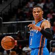 ATLANTA, GA - DECEMBER 05: Russell Westbrook #0 of the Oklahoma City Thunder calls out to his teammates against the Atlanta Hawks at Philips Arena on December 5, 2016 in Atlanta, Georgia. NOTE TO USER User expressly acknowledges and agrees that, by downloading and or using this photograph, user is consenting to the terms and conditions of the Getty Images License Agreement. Kevin C. Cox/Getty Images/AFP == FOR NEWSPAPERS, INTERNET, TELCOS & TELEVISION USE ONLY ==