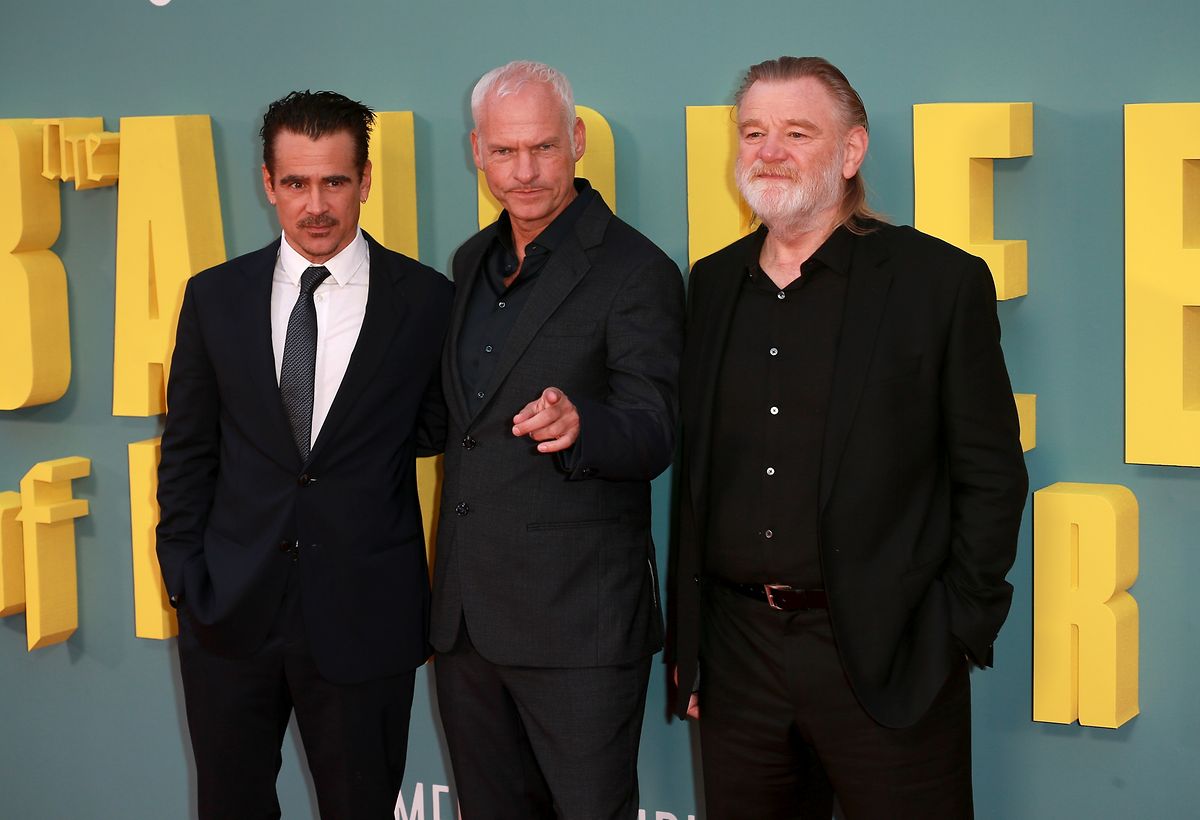 Colin Farrell (Pádraic), director Martin McDonagh and Brendan Gleeson (Colm) at the UK premiere of the film