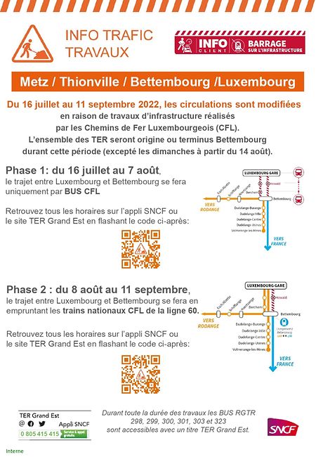 La fiche d'information diffusée par la SNCF sur les travaux.