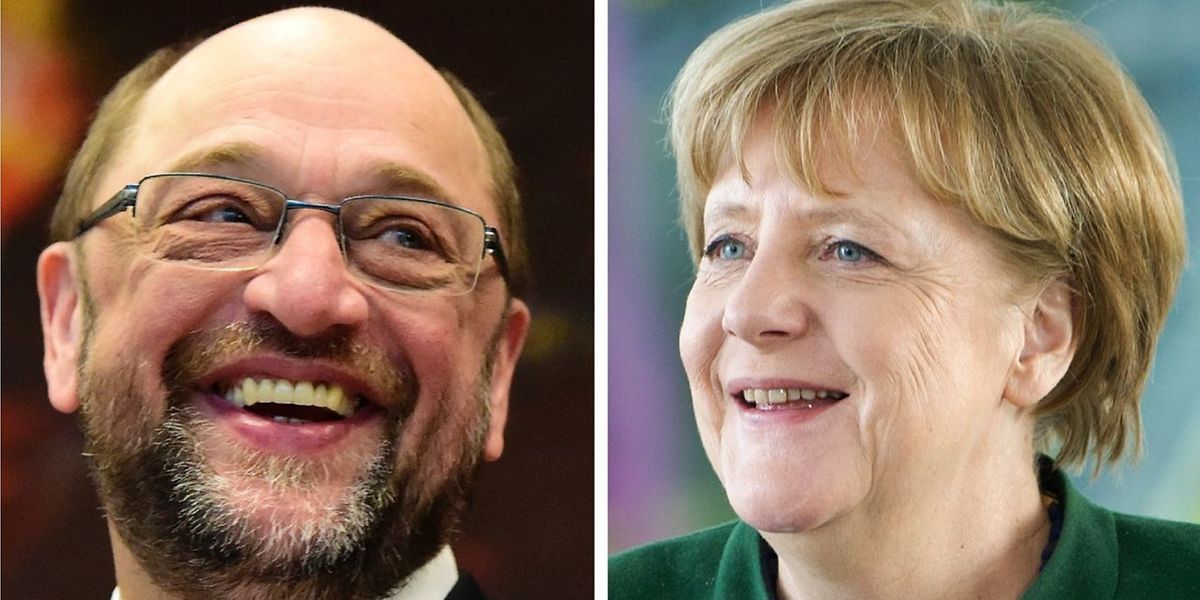 Herausforderer Schulz (l.) prophezeit ein enges Rennen.  