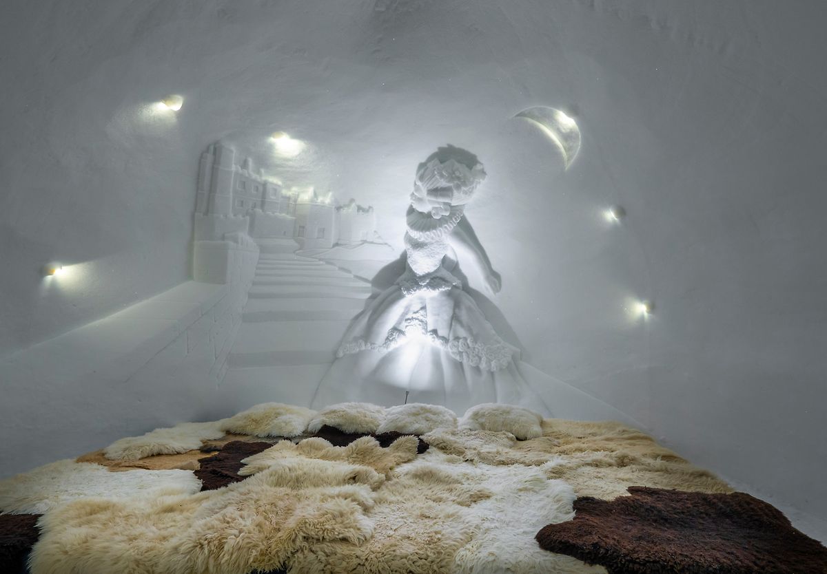 A room in the igloo village Zugspitz in Germany 