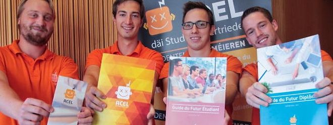 Die ACEL-Vorstandsmitglieder Laurent Heyder, Laurent Cattarinussi, Pol Lutgen und Charel Muller (v.l.n.r.) legen großen Wert darauf, Schüler und Studenten zu informieren. 
