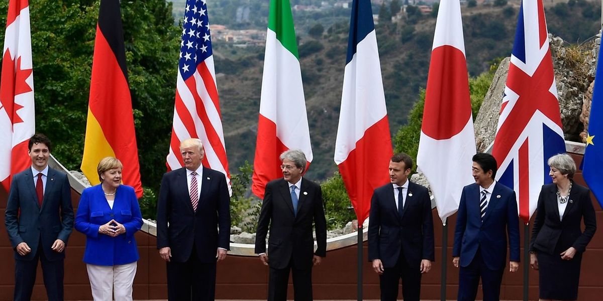 US-Präsident Trump (3. von links) isoliert sich zunehmend im Kreis der sieben großen Industrieländer.