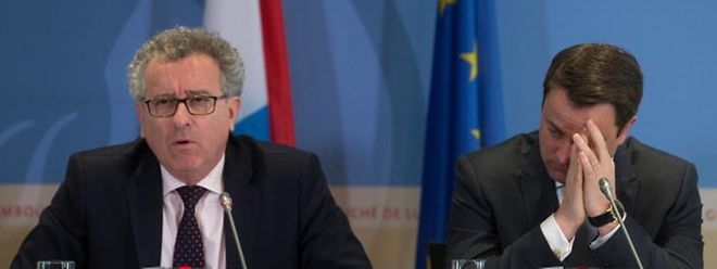 Der wahre Zweck des "Zukunftspak"? Finanzminister Pierre Gramegna (links) und Premierminister Xavier Bettel (beide DP) bei der Vorstellung der Steuerreform am 29. Februar 2016.
