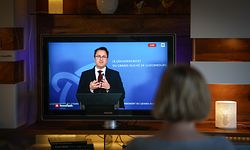 Lokales,Livestream Briefing Premier Xavier Bettel zur Corona Krise. Foto: Gerry Huberty/Luxemburger Wort