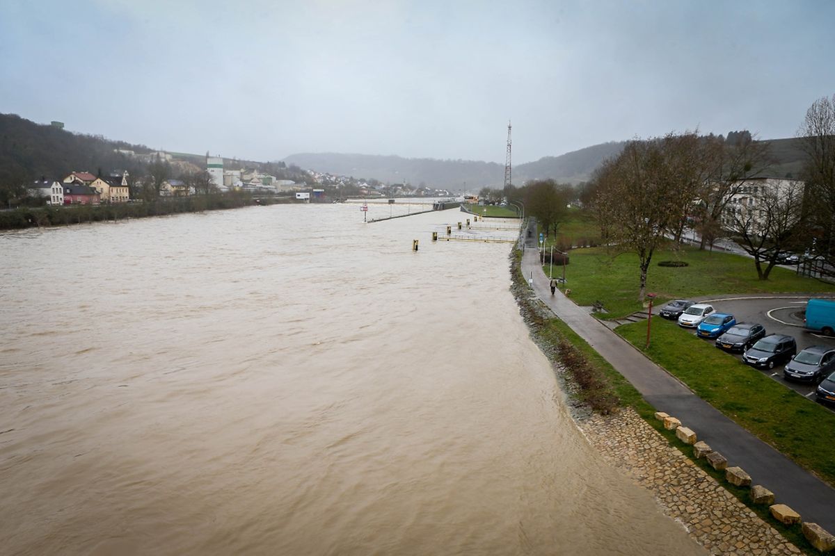 Hochwasser an der Mosel, hier am Mittwoch in Grevenmacher.