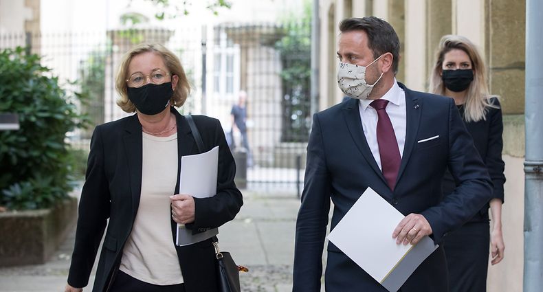 IPO , PK Regierungsrat , Xavier Bettel und Paulette Lenert  , Sars-Cov-2 , Covid-19 , Coronakrise , Foto:Guy Jallay/Luxemburger Wort